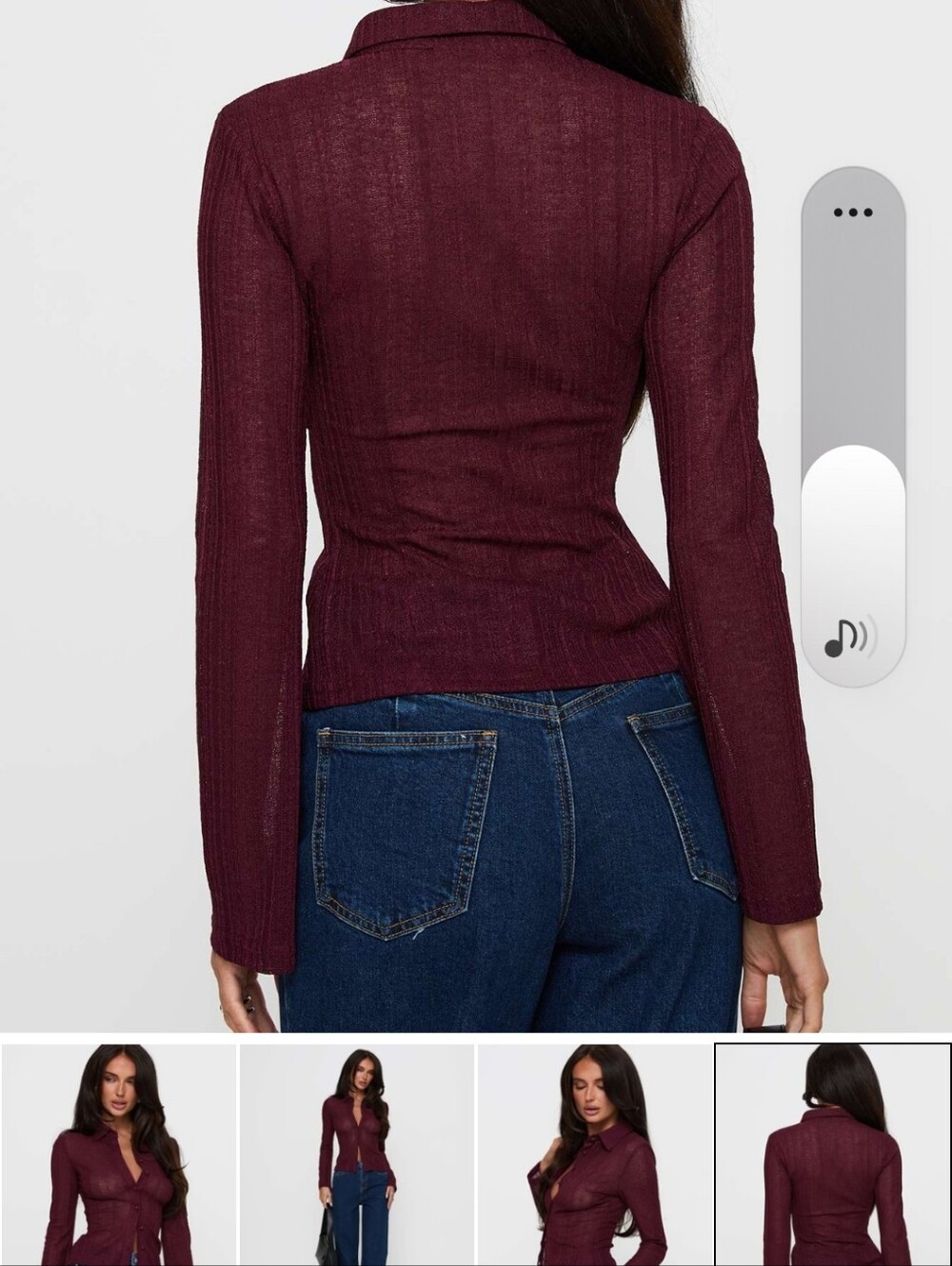 Princess Polly Burgundy Long Sleeve Button Front Top - Picture 3 of 3